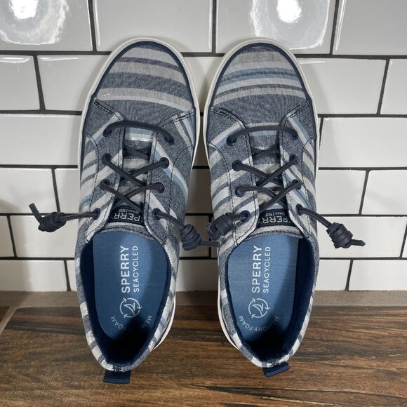 Sperry Pier Wave LTT Sneaker Womens Size 8.5 Shoes Navy Multicolor SeaCycled - Picture 7 of 13